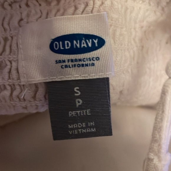 Old Navy Cream Raw Hem Smocked Back Lined Dress Size Small Petite Vacation Beach - Picture 3 of 6